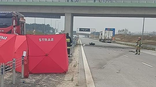 Tragiczny wypadek na A2. 31-letni motocyklista zginął na miejscu