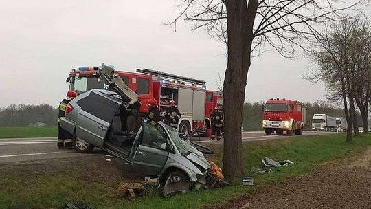 Trojaczkowice: Samochód uderzył w drzewo, utrudnienia w ruchu