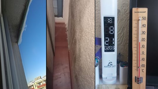 mieszkanie, termometr, pleśń na ścianie