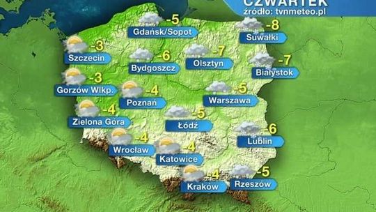 W czwartek mróz nie odpuści, a miejscami sypnie śnieg