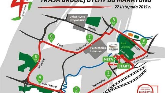 W niedzielę w Lublinie "Druga dycha do maratonu". Trasa biegu