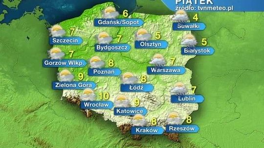 W piątek przejaśnienia, ale może spaść deszcz. 7 stopni