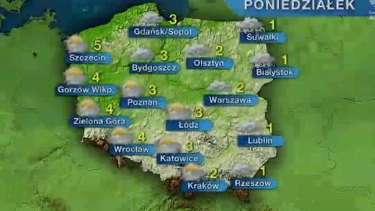 W poniedziałek słońce rozgoni poranne mgły. Temperatura do 5 stopni