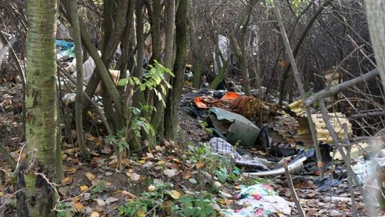 Wąwóz na LSM: Stosy odpadków w zaroślach