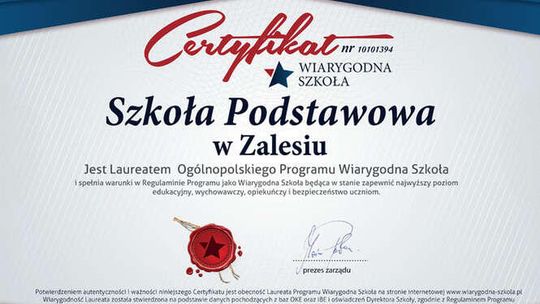Wiarygodna szkoła z Zalesia