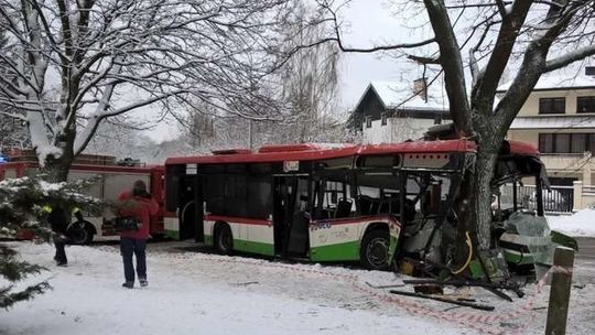Wjechał autobusem miejskim w drzewo. Śledczy: Jechał zbyt szybko