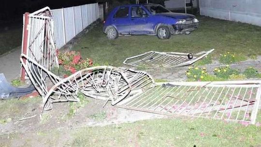 Wjechała fordem w ogrodzenie. Przez psa?