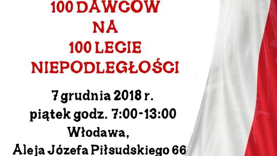 Włodawa: 100 dawców na 100. lecie niepodległości