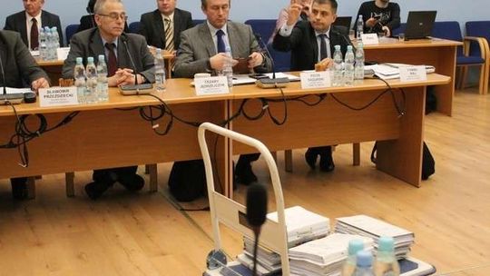 Wózek dokumentów o krzewach na Skwerze Niepodległości w Puławach