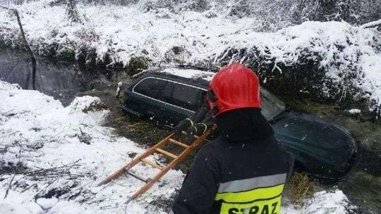 Wpadła w poślizg. Wjechała BMW do rzeki 