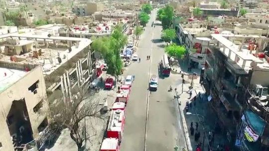 Wstrząsający krajobraz stolicy Iraku po zamachach dżihadystów. Film z drona