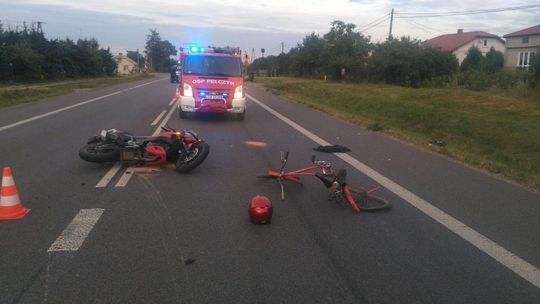 Wypadek koło Świdnika. Pijany rowerzysta wjechał pod motocykl