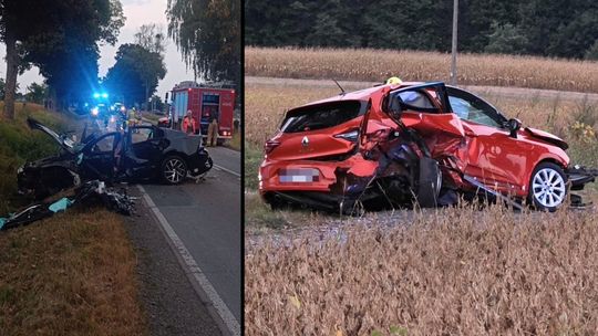 Wypadek na DK 74. Droga jest zablokowana. Cztery osoby poszkodowane