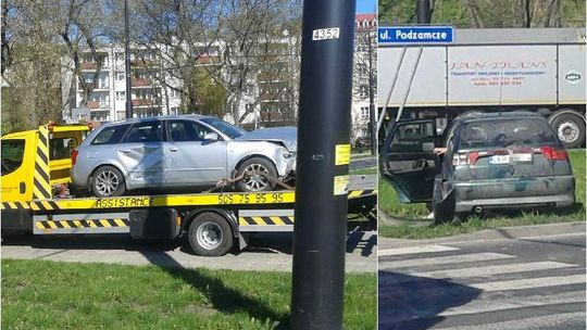 Wypadek na rondzie przy ul. Podzamcze. Pijany sprawca kolizji przy ul. Zemborzyckiej