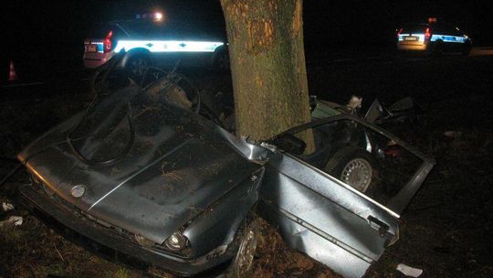 Wypadek w m. Żabce: BMW uderzyło w drzewo. 2 osoby zginęły