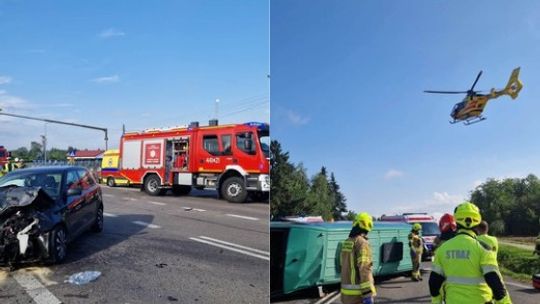 Wypadek w Rudniku-Kolonii. Bus zderzył się z samochodem osobowym, droga jest zablokowana