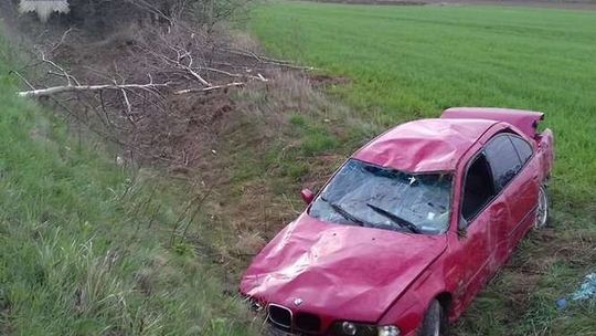 Wypadł z drogi, ściął drzewa i dachował. Miał 2 promile