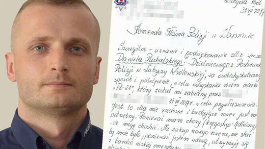 Wzruszający list pani Stanisławy. Podziękowała za to, że policjant odzyskał jej rower