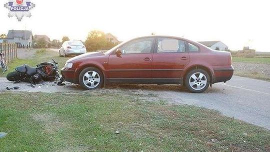 Zakrzew: Kobieta wjechała w motocyklistę