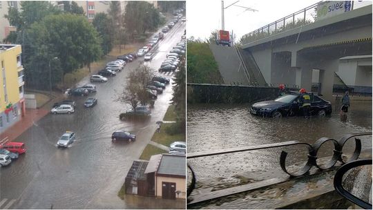 Zalane ulice Puław po burzy. Woda wdarła się do szkół [zdjęcia, wideo]