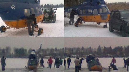 Zatopili helikopter w Jeziorze Białym. Urzędnicy: Wrak nie zagraża środowisku