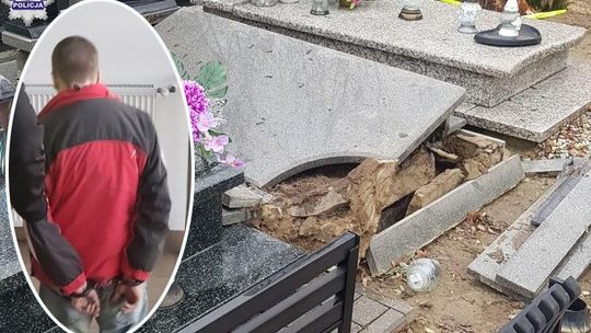 Zdemolował cmentarz w Łęcznej. Grozi mu nawet 7,5 roku więzienia