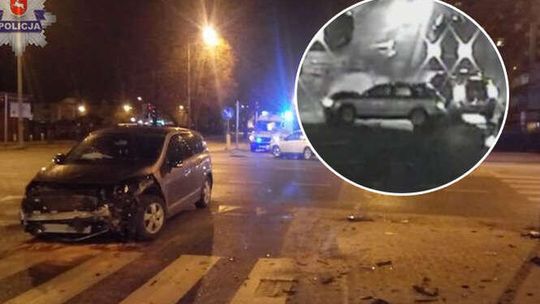 Zderzenie na skrzyżowaniu. Kierowca ze złamaną nogą w szpitalu. Zobacz moment wypadku