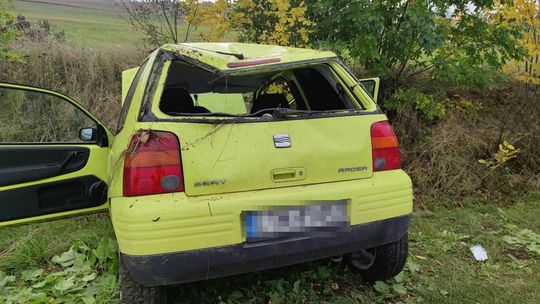 Żeby uniknąć zderzenia, zjechała na pobocze. Seat dachował