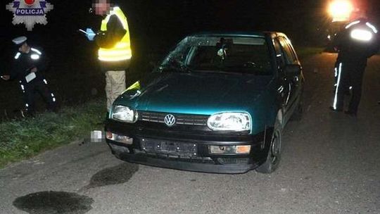 Zginął rowerzysta potrącony przez samochód. Rower nie był oświetlony