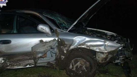 Zjechał do rowu. Był pijany i nie miał prawa jazdy 