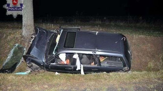 Zwierzę wbiegło na ulicę, auto uderzyło w drzewo. Trzy kobiety poważnie ranne