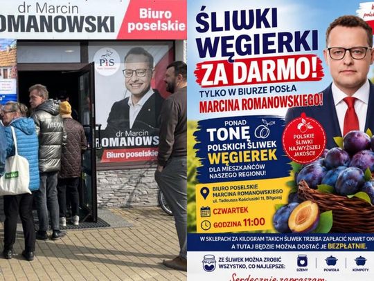 Ścigany Romanowski ciągle się ukrywa. W Biłgoraju rozda tonę śliwek
