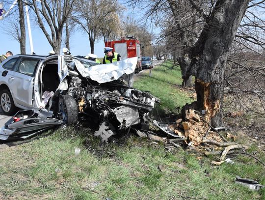 Auto roztrzaskało się na drzewie. 50-latek ranny po wypadku pod Żółkiewką