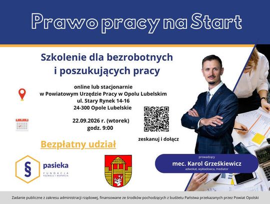Bezpłatne szkolenie z prawa pracy dla bezrobotnych