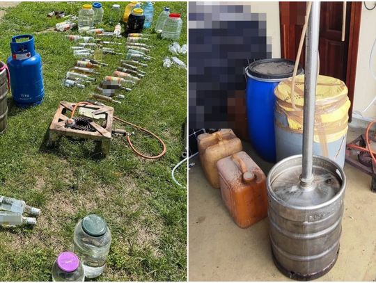 Nielegalna bimbrownia zlikwidowana. Policja zabezpieczyła ponad 300 litrów alkoholu i zacieru