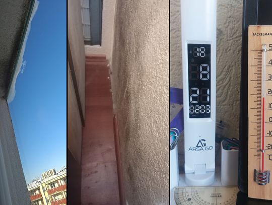 mieszkanie, termometr, pleśń na ścianie