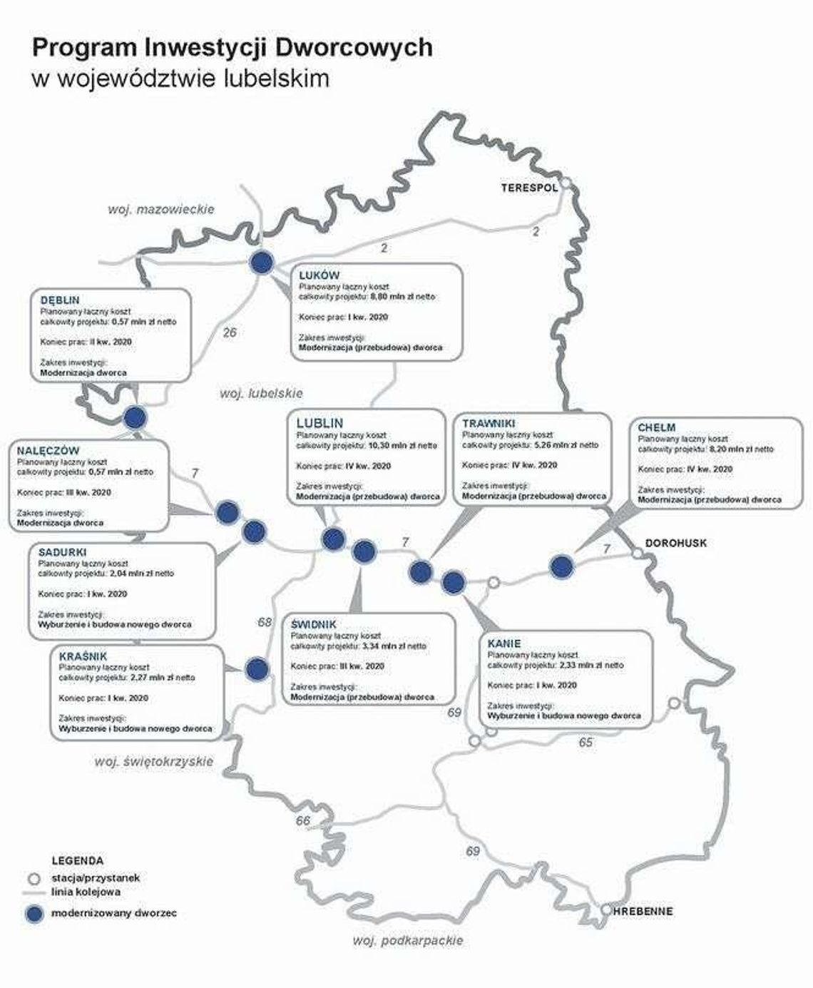 10 dworców w woj. lubelskim do przebudowy. Przebudowa torów opóźniona