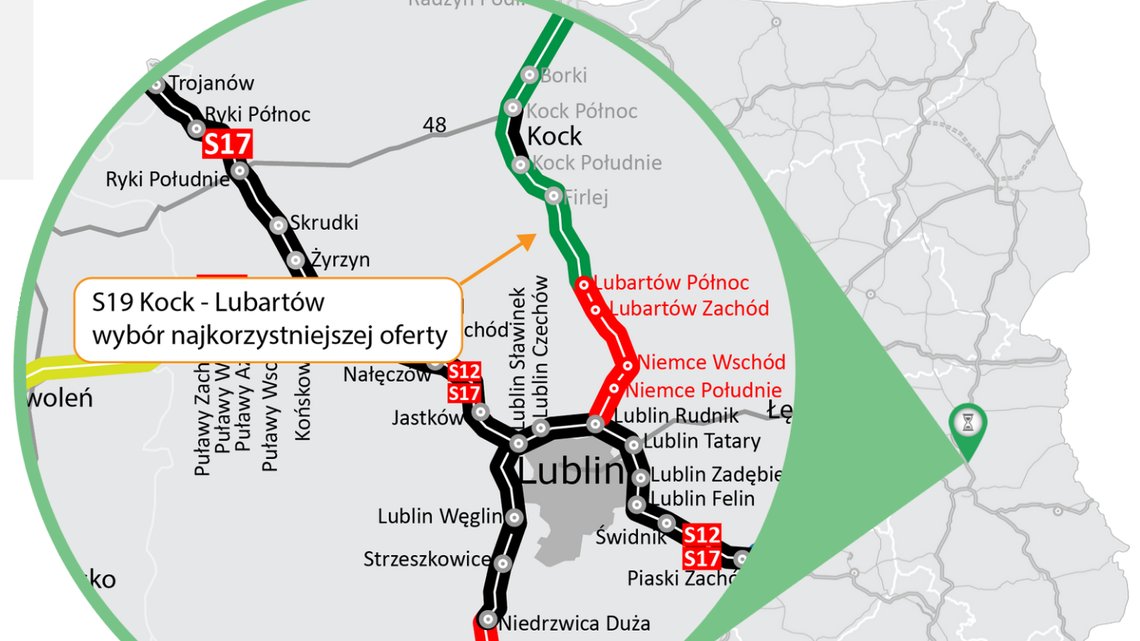 100 kilometrów S19 na północ od Lublina. Wiadomo, kto będzie budował jeden z odcinków