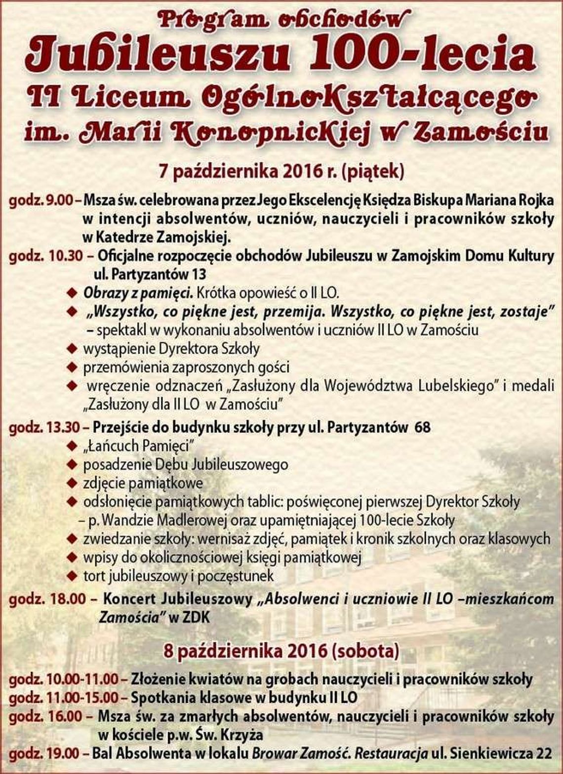 100 lat minęło jak jeden dzień. Jubileusz II LO w Zamościu