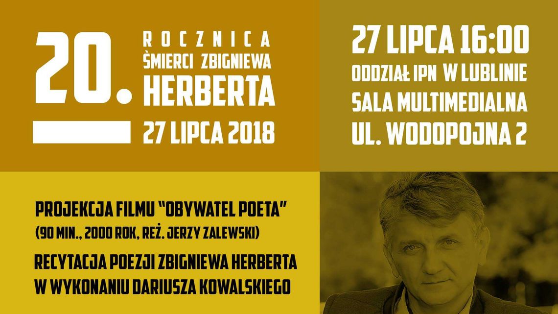20. rocznica śmierci Zbigniewa Herberta. Uroczystości w lubelskim IPN