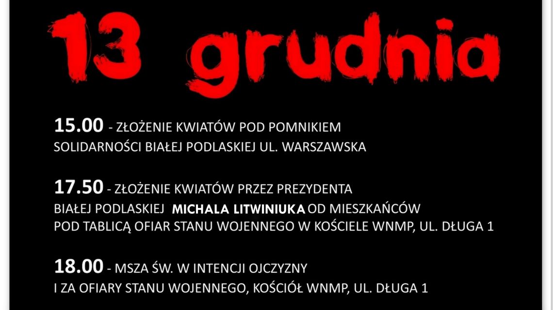 37. rocznica wprowadzenia stanu wojennego. Uroczystości w Białej Podlaskiej