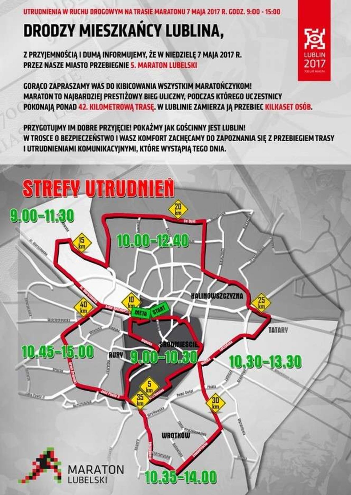 5. Maraton Lubelski - trasa biegu, utrudnienia w ruchu. Które ulice lepiej omijać? 5. Maraton Lubelski - trasa biegu, utrudnienia w ruchu. Które ulice lepiej omijać?