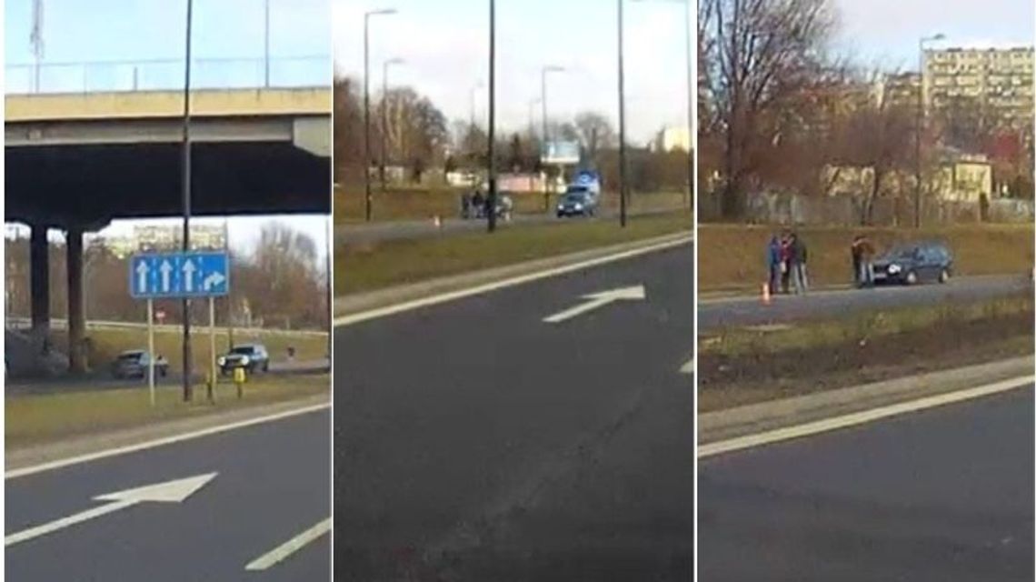 Al. Solidarności: Zmieniał pas, zderzyły się trzy auta