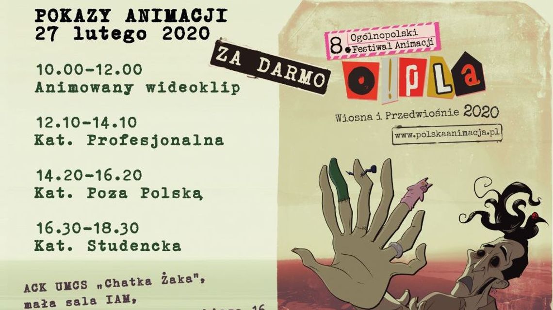 Animacja w Chatce Żaka. Rusza Ogólnopolski Festiwal Animacji O!PLA