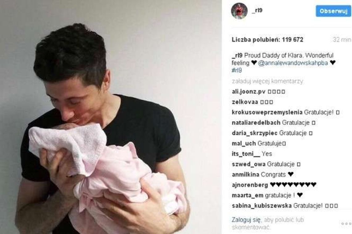 Anna Lewandowska urodziła dziecko. Robert Lewandowski pochwalił się córeczką