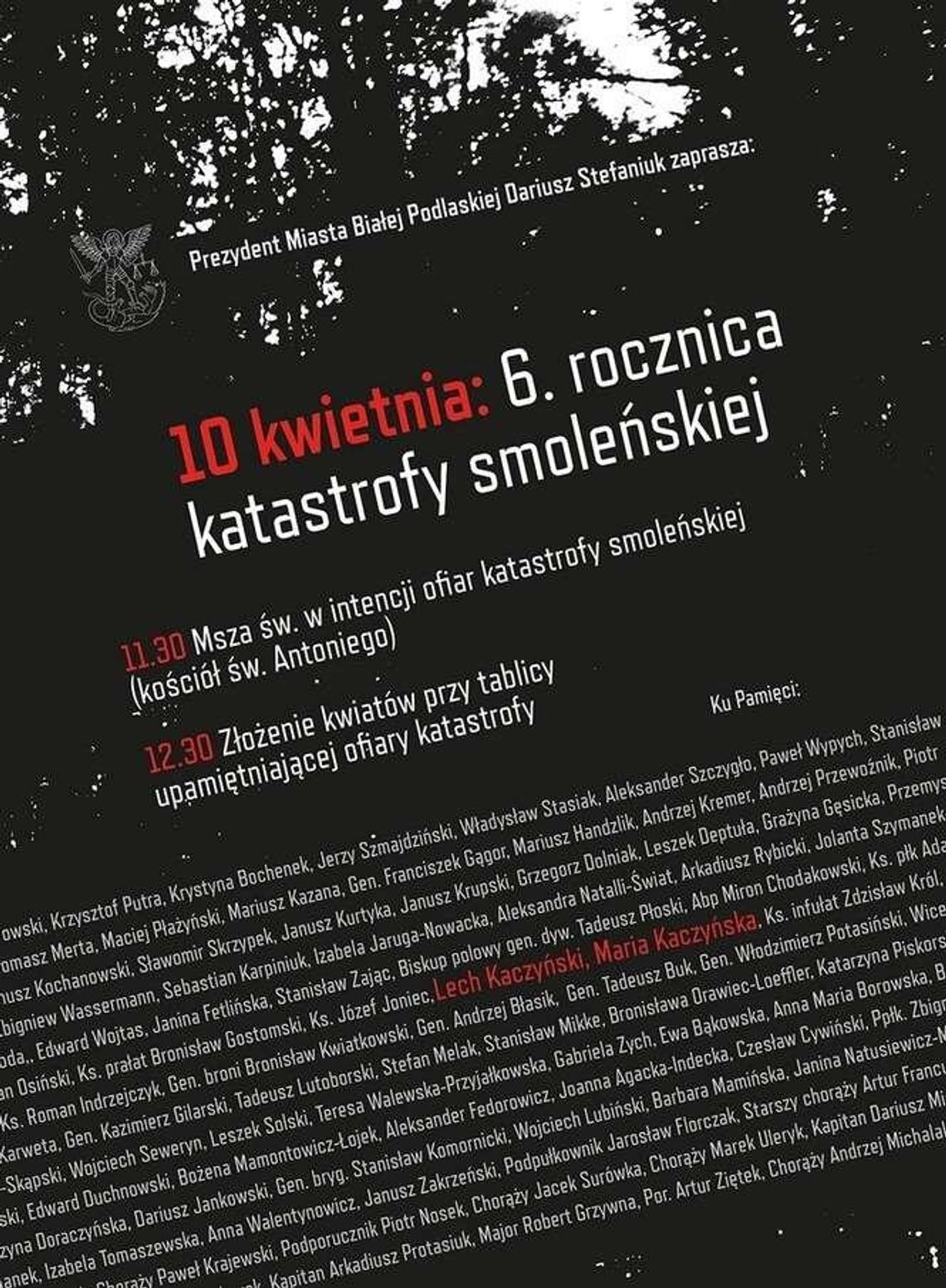 Biała Podlaska. Rocznica katastrofy smoleńskiej: rano syreny, później msza Biała Podlaska. Rocznica katastrofy smoleńskiej: rano syreny, później msza
