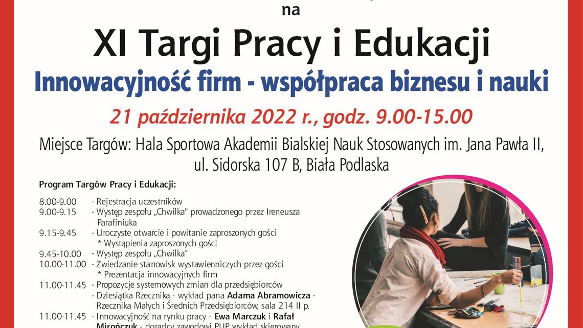 Biała Podlaska zaprasza na Targi Pracy i Edukacji Biała Podlaska zaprasza na Targi Pracy i Edukacji