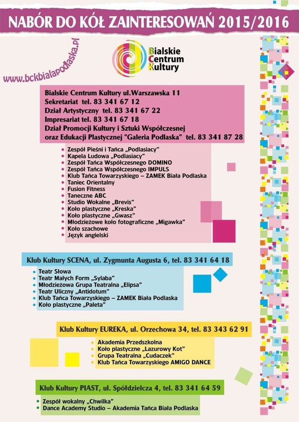 Bialskie Centrum Kultury rekrutuje do kół zainteresowań