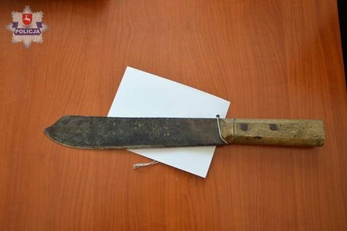 Biegał po podwórku z maczetą, rzucił się na policjantów