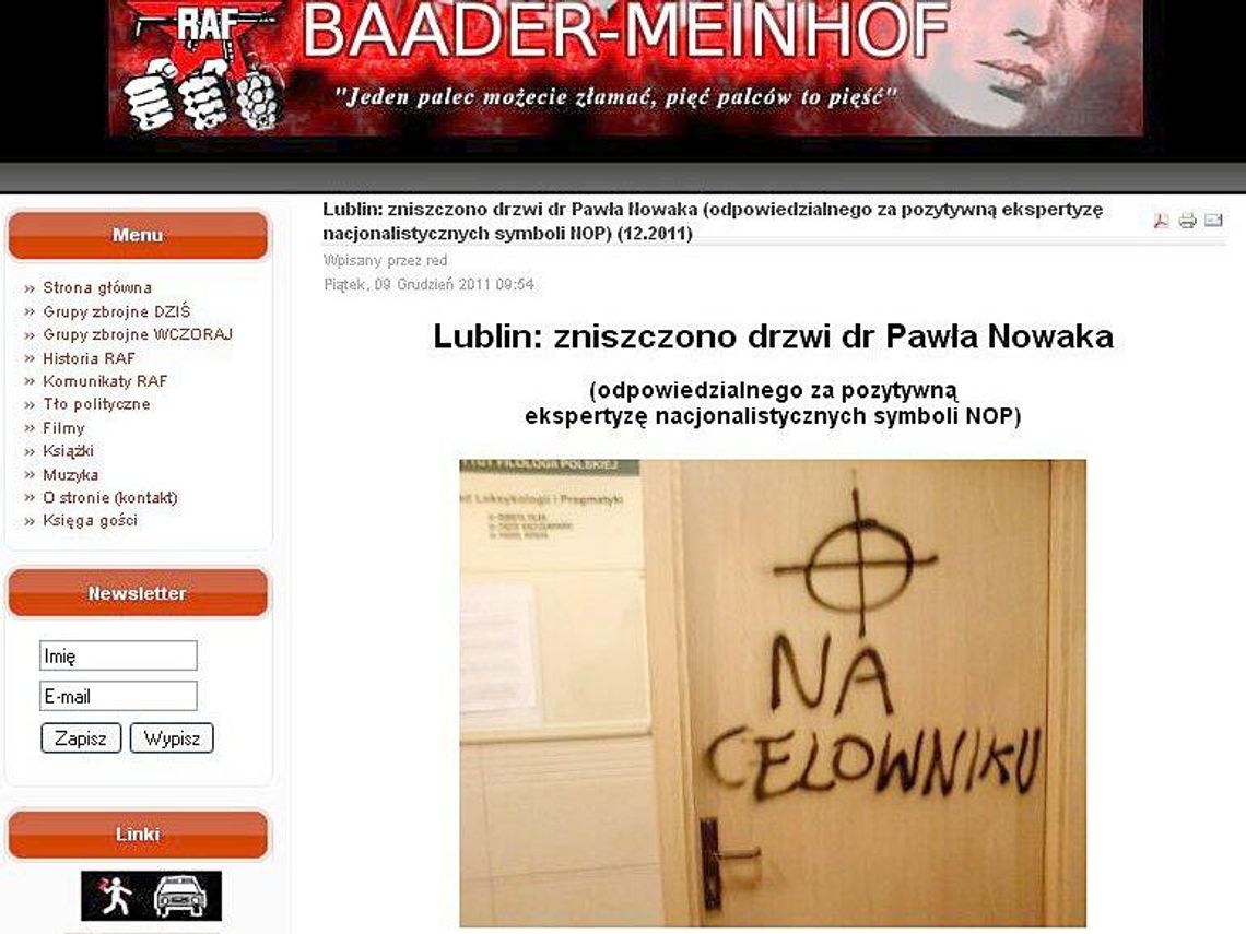 Biegły z UMCS na celowniku. Znak na drzwiach dr Pawła Nowaka Biegły z UMCS na celowniku. Znak na drzwiach dr Pawła Nowaka